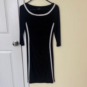 Calvin Klein Elegant Black Dress with White Accents